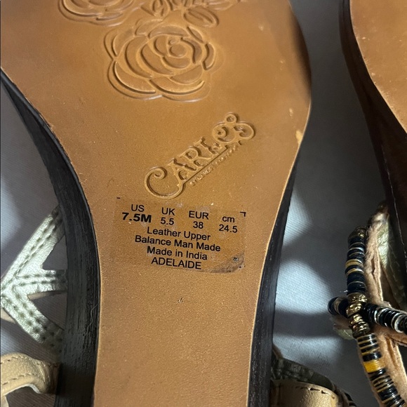 Carlos by Carlos Santana Beaded Sandals - Black and Tan - Picture 3 of 4